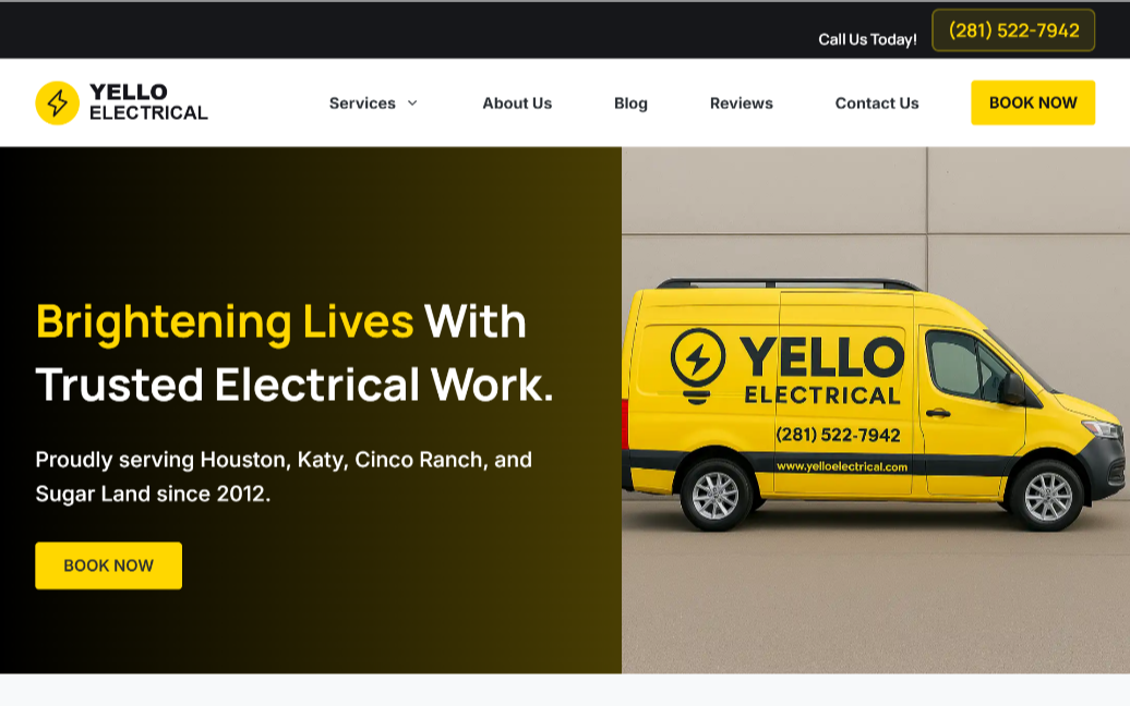 Yello Electrical hero section