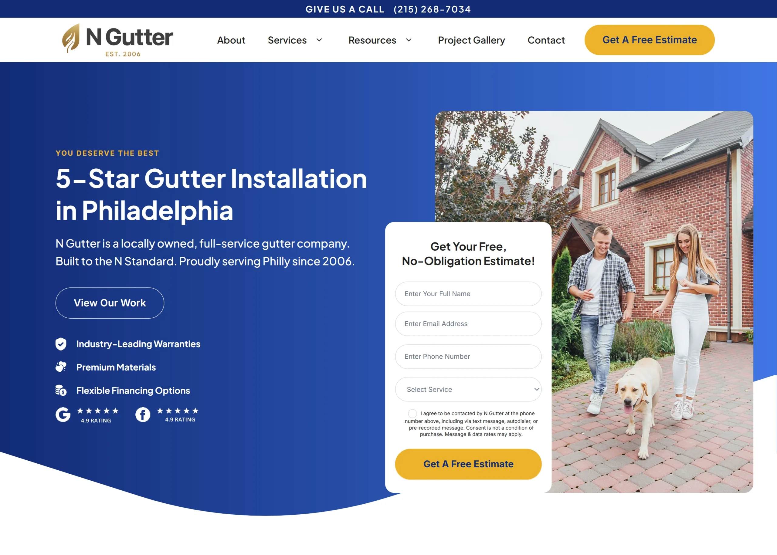 N Gutter hero section
