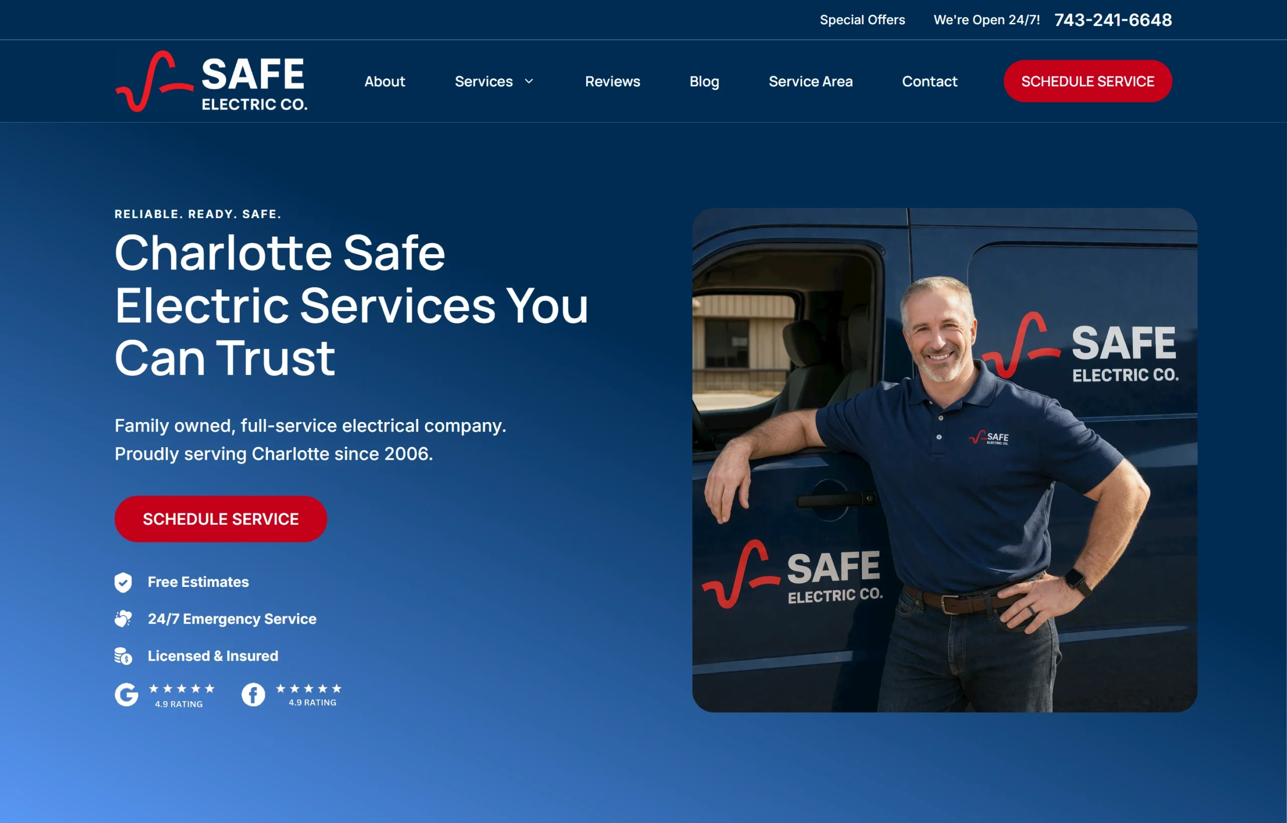 safeelectricco.com Safe Electric Co website design